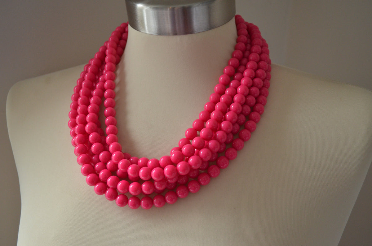 40 Pink Acrylic Rock Beads Necklace (Each)