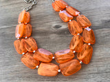 Orange Acrylic Lucite Beaded Chunky Statement Necklace - Jane