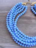 Light Blue Acrylic Lucite Bead Chunky Multi Strand Statement Necklace - Alana