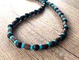 Outer Banks TV Show Pope Wood Turquoise Lava Rock Mens Beaded Surfer Necklace - Rocky