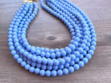 Light Blue Acrylic Lucite Bead Chunky Multi Strand Statement Necklace - Alana