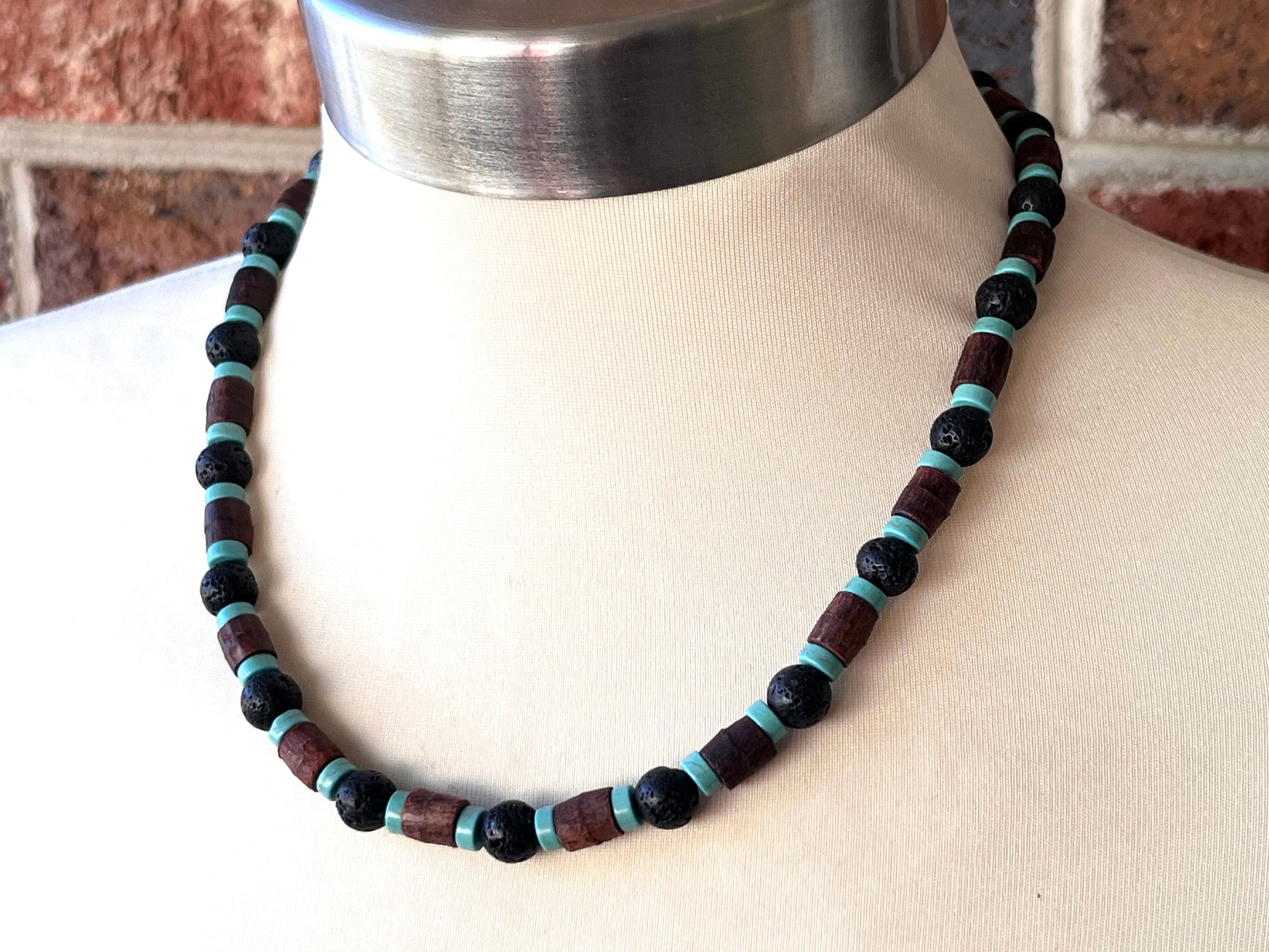 Online Purple Lava Rock/Turquoise Necklace