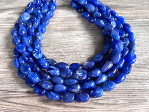 Royal Blue Lucite Acrylic Beaded Multi Strand Chunky Statement Necklace - Lauren