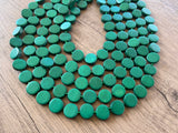 Dark Green Wood Bead Multi Strand Boho Statement Necklace - Charlotte