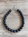 Black Matte Choker Acrylic Beaded Short Lucite Statement Necklace - Betty