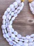 White Lucite Acrylic Beaded Multi Strand Chunky Statement Necklace - Lauren