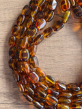 Tortoise Shell Lucite Acrylic Beaded Chunky Multi Strand Statement Necklace - Lauren