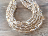 Clear Gold Lucite Acrylic Chunky Multi Strand Statement Necklace - Lauren