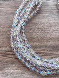 Clear AB Aurora Borealis Crystal Glass Beaded Multi Strand Chunky Statement Necklace - Anna Marie