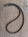 Mens Gray Beaded Hematite Long Short Thin Stone Necklace - Everett