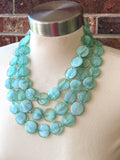 Mint Green Lucite Acrylic Beaded Multi Strand Chunky Statement Necklace - Charlotte