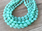 Mint Green Statement Lucite Beaded Chunky Multi Strand Necklace - Minnie