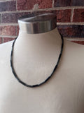 Mens Black Gray Hematite Magnesite Beaded Long Choker Necklace - Wyatt