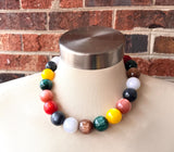 Multi Color Choker Acrylic Beaded Short Lucite Statement Necklace - Betty