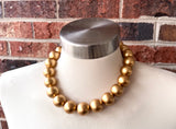 Gold Choker Acrylic Beaded Short Lucite Statement Necklace - Betty