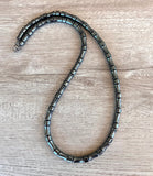 Mens Gray Hematite Beaded Stone Necklace - Aiden