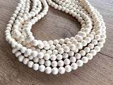 Ivory Acrylic Lucite Bead Chunky Multi Strand Statement Necklace - Alana