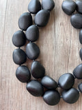 Black Matte Resin Bead Multi Strand Statement Necklace - Nikki