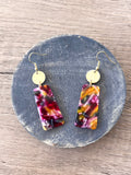 Red Yellow Gray Lucite Acrylic Large Dangle Womens Statement Earrings - Nevaeh