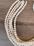 White Stone Magnesite Beaded Chunky Multi Strand Statement Necklace - Michelle