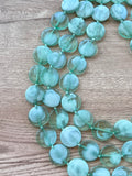 Mint Green Lucite Acrylic Beaded Multi Strand Chunky Statement Necklace - Charlotte