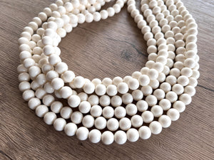 Ivory Acrylic Lucite Bead Chunky Multi Strand Statement Necklace - Alana