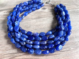 Royal Blue Lucite Acrylic Beaded Multi Strand Chunky Statement Necklace - Lauren