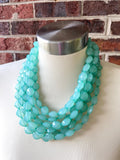 Mint Green Statement Lucite Beaded Chunky Multi Strand Necklace - Minnie