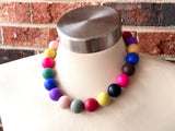 Multi Color Matte Choker Acrylic Beaded Short Lucite Statement Necklace - Betty