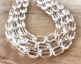 Clear Acrylic Bead Faceted Lucite Chunky Multi Strand Statement Necklace - Jenny