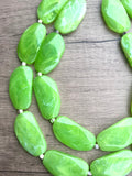 Lime Green Statement Acrylic Beaded Chunky Multi Strand Necklace - Miranda