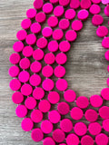 Hot Pink Wood Beaded Multi Strand Statement Necklace - Charlotte