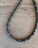 Mens Gray Hematite Beaded Stone Necklace - Aiden