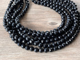 Black Faceted Beaded Lucite Acrylic Chunky Multi Strand Statement Necklace - Angelina