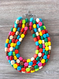 Colorful Lucite Acrylic Bead Chunky Statement Necklace Jewelry Women - Leslie