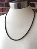 Mens Gray Beaded Hematite Long Short Thin Stone Necklace - Everett