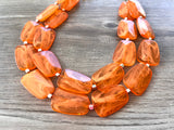 Orange Acrylic Lucite Beaded Chunky Statement Necklace - Jane