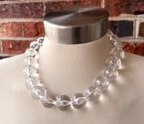 Clear Choker Acrylic Beaded Short Lucite Statement Necklace - Betty