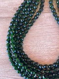 Dark Green Crystal Beaded Multi Strand Chunky Statement Necklace - Anna Marie