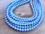 Light Blue Acrylic Lucite Bead Chunky Multi Strand Statement Necklace - Alana