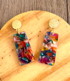 Colorful Lucite Acrylic Terrazzo Dangle Womens Statement Earrings - Nevaeh