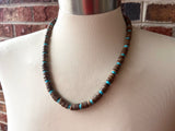 Wood Turquoise Blue Brown Mens Beaded Surfer Necklace - Dennis