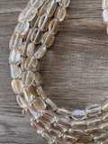 Clear Gold Lucite Acrylic Chunky Multi Strand Statement Necklace - Lauren