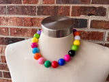 Multi Color Choker Acrylic Beaded Short Lucite Statement Necklace - Betty