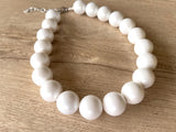 White Pearl Choker Acrylic Beaded Short Lucite Statement Necklace - Betty
