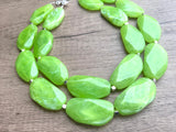 Lime Green Statement Acrylic Beaded Chunky Multi Strand Necklace - Miranda