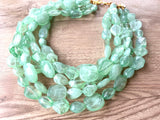 Mint Green Lucite Bead Acrylic Chunky Multi Strand Statement Necklace - Valerie