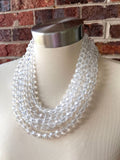 Clear Faceted Beaded Acrylic Multi Strand Chunky Statement Necklace - Evelyn