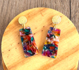 Colorful Lucite Acrylic Terrazzo Dangle Womens Statement Earrings - Nevaeh