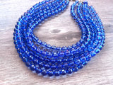 Blue Faceted Acrylic Beaded Multi Strand Statement Necklace - Angelina